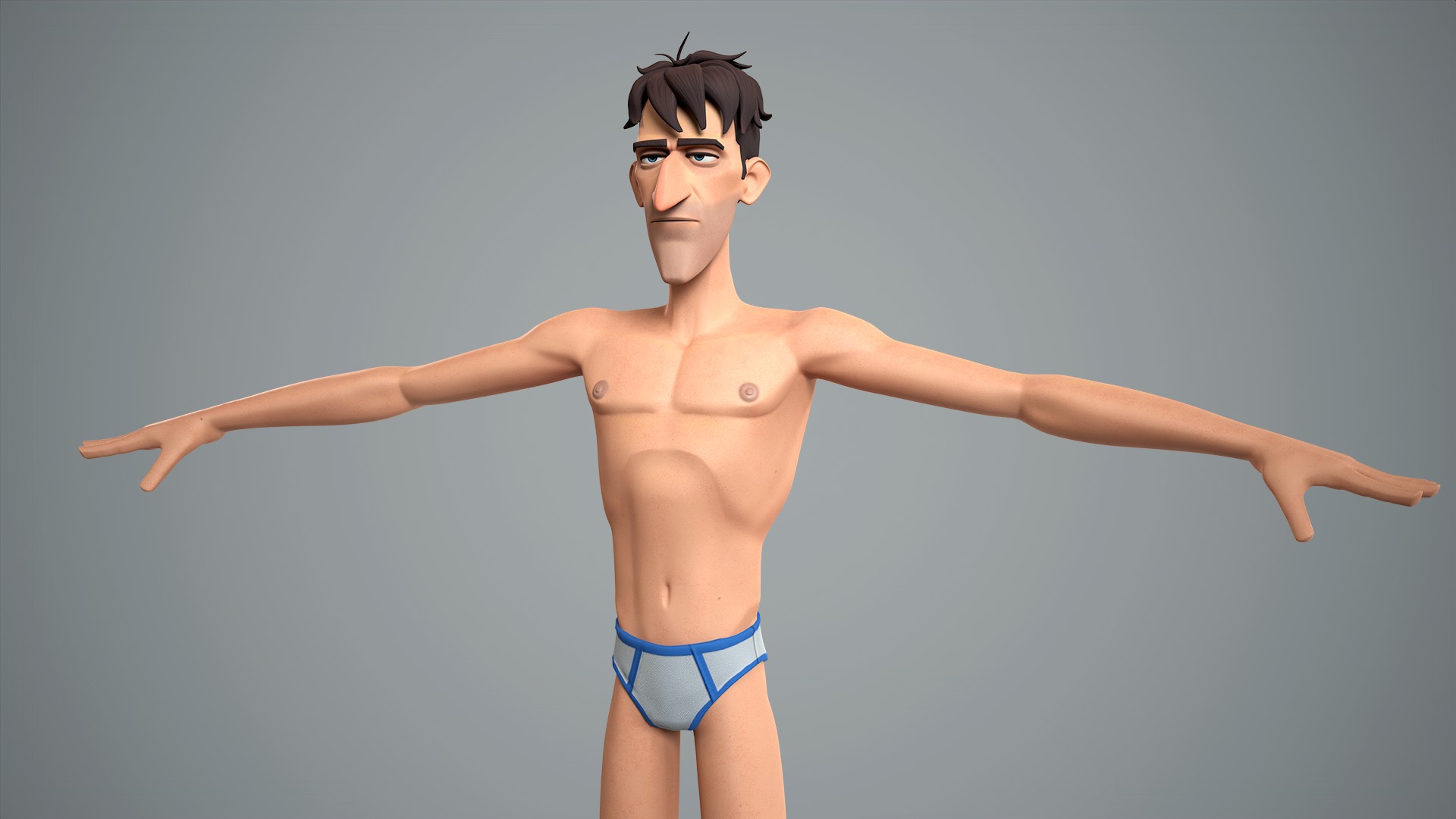 Cartoon male character Jean Low-poly 3D model_6