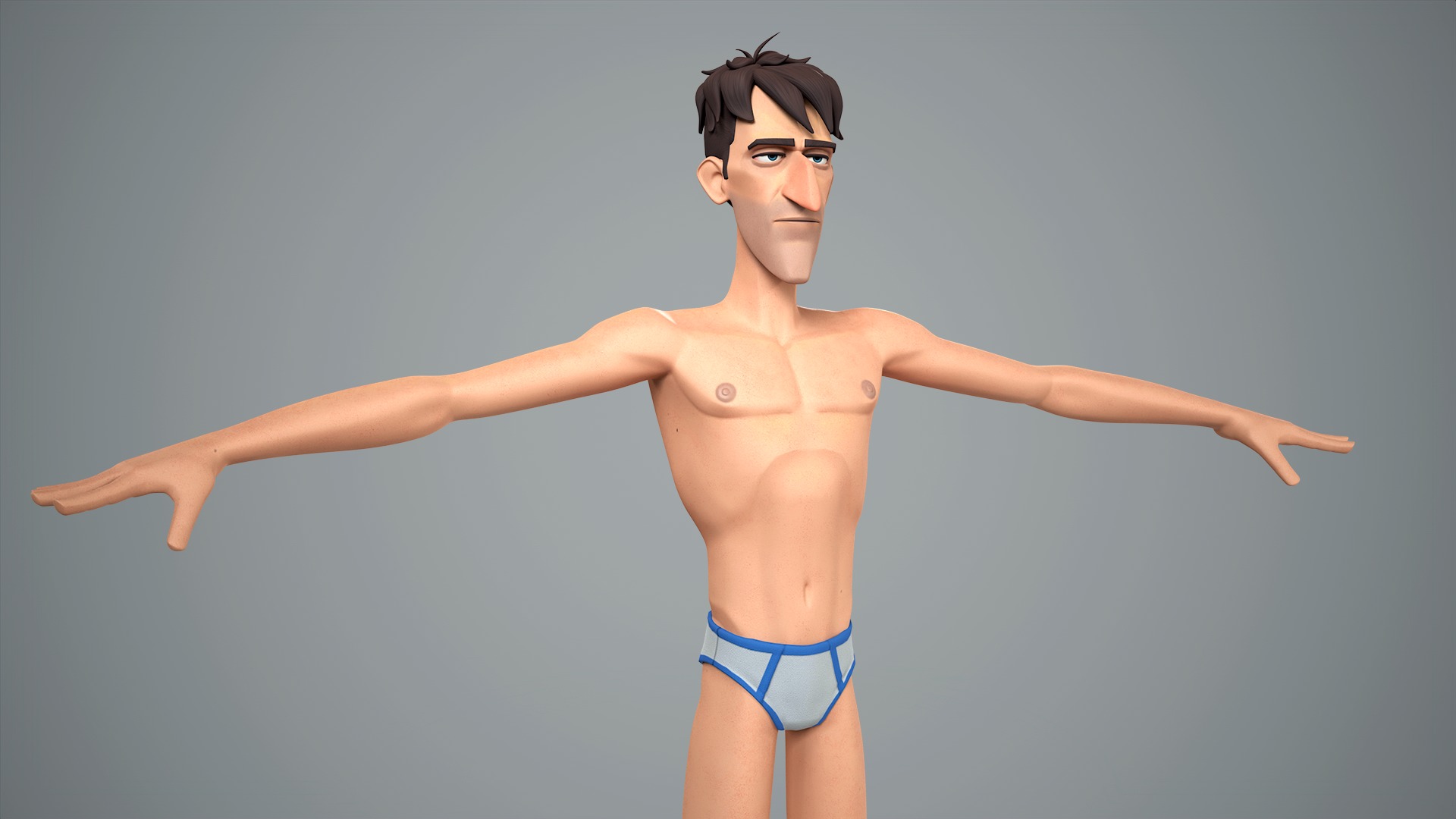 Cartoon male character Jean Low-poly 3D model_7