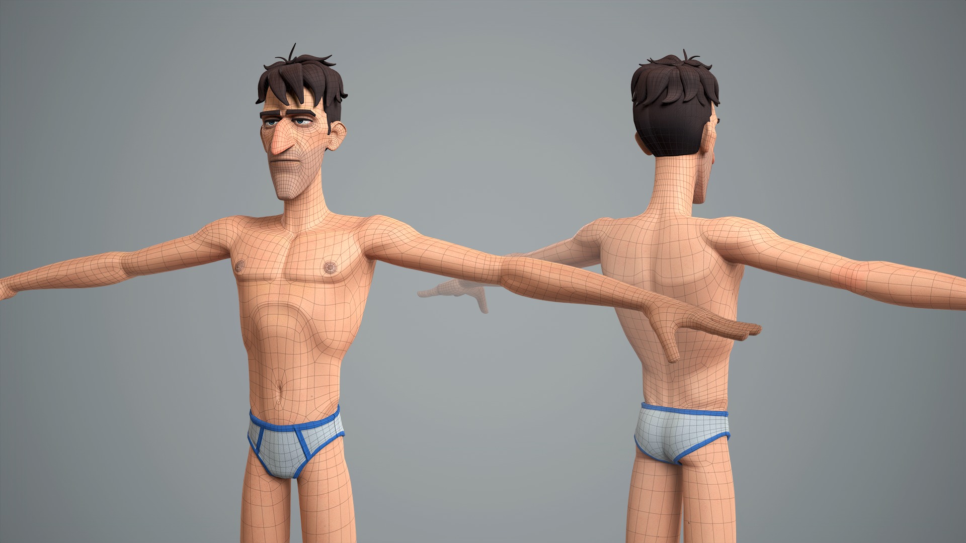 Cartoon male character Jean Low-poly 3D model_8