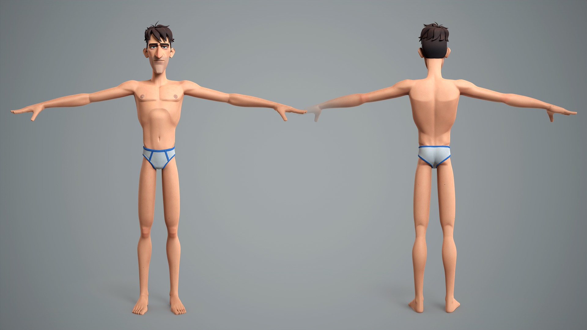 Cartoon male character Jean Low-poly 3D model_3