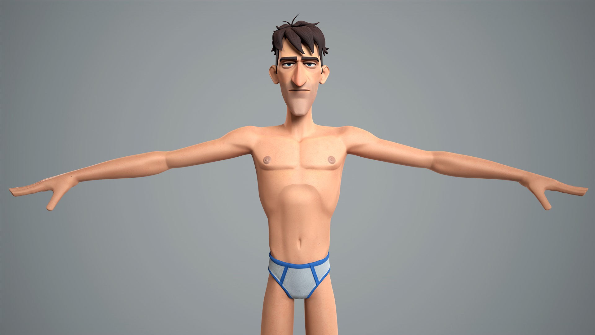 Cartoon male character Jean Low-poly 3D model_5