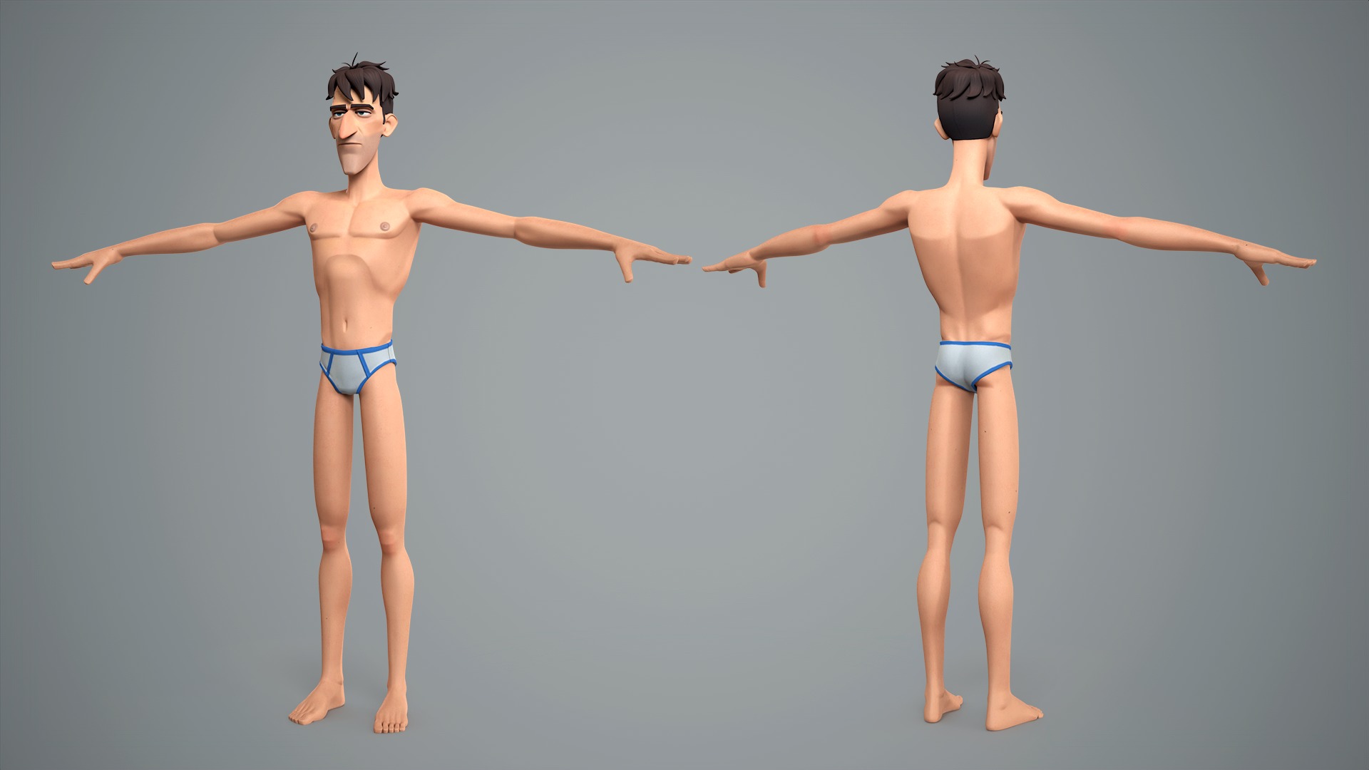Cartoon male character Jean Low-poly 3D model_2