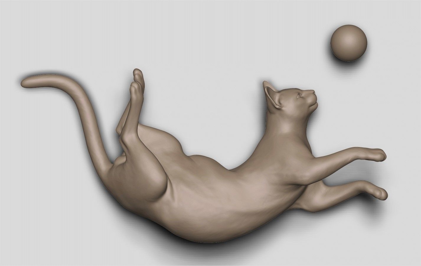 Cat playing ball 3D print model_5