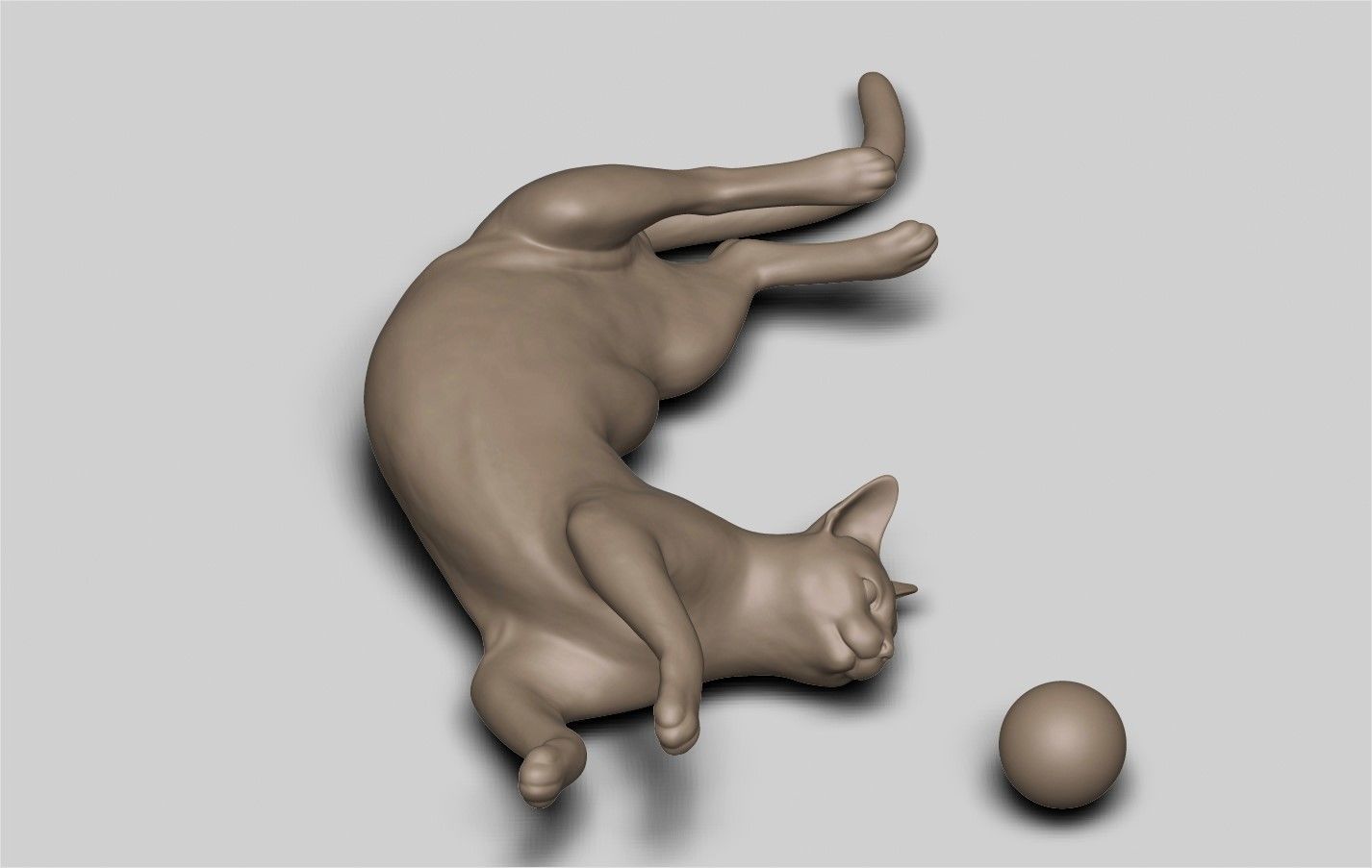 Cat playing ball 3D print model_2