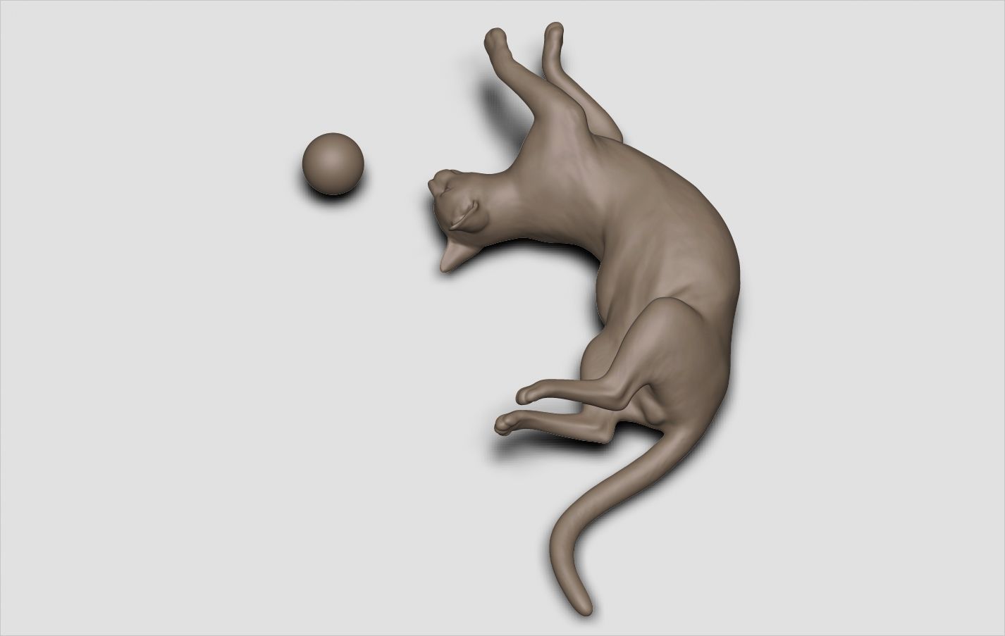 Cat playing ball 3D print model_6