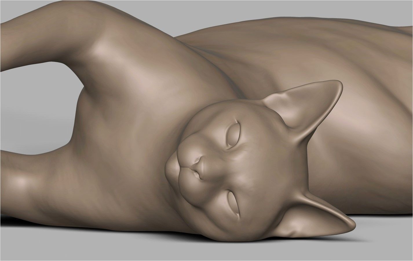 Cat playing ball 3D print model_7