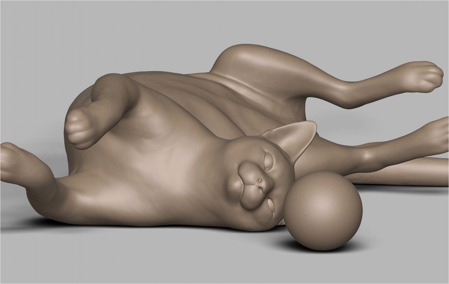 Cat playing ball 3D print model_10