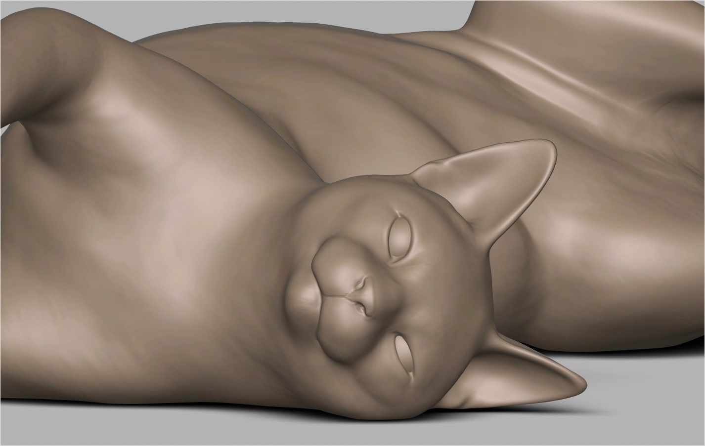 Cat playing ball 3D print model_8