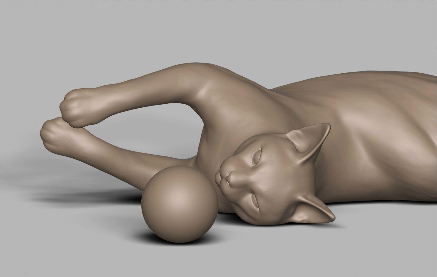 Cat playing ball 3D print model_11