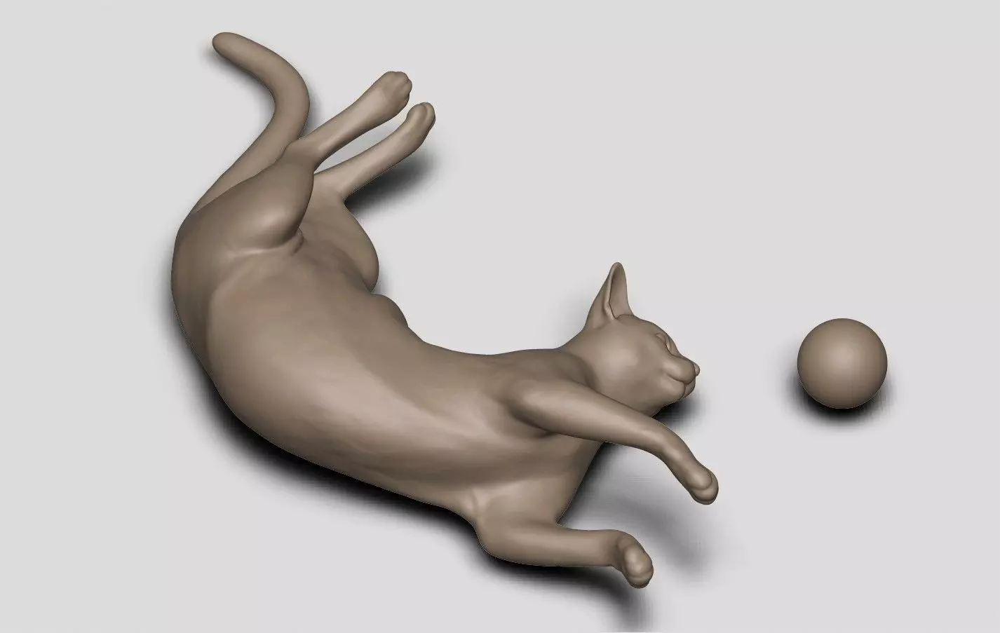 Cat playing ball 3D print model_0