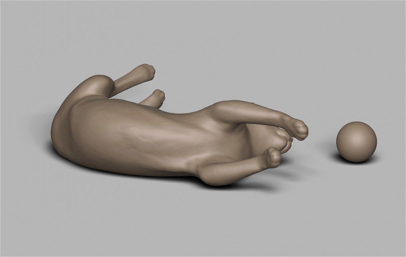 Cat playing ball 3D print model_3