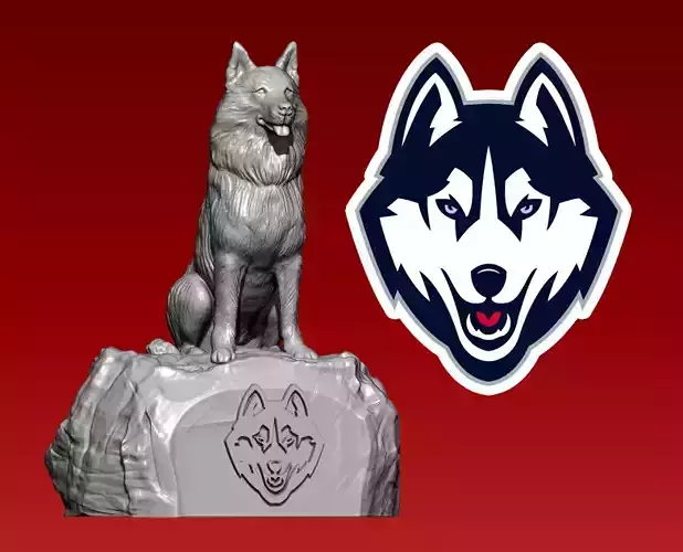 NCAA - UConn Huskies football mascot statue - 3d Print 3D print model