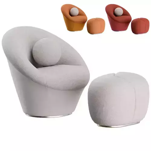Myrtea Fauteui Armchair and Pouf by Roche Bobois