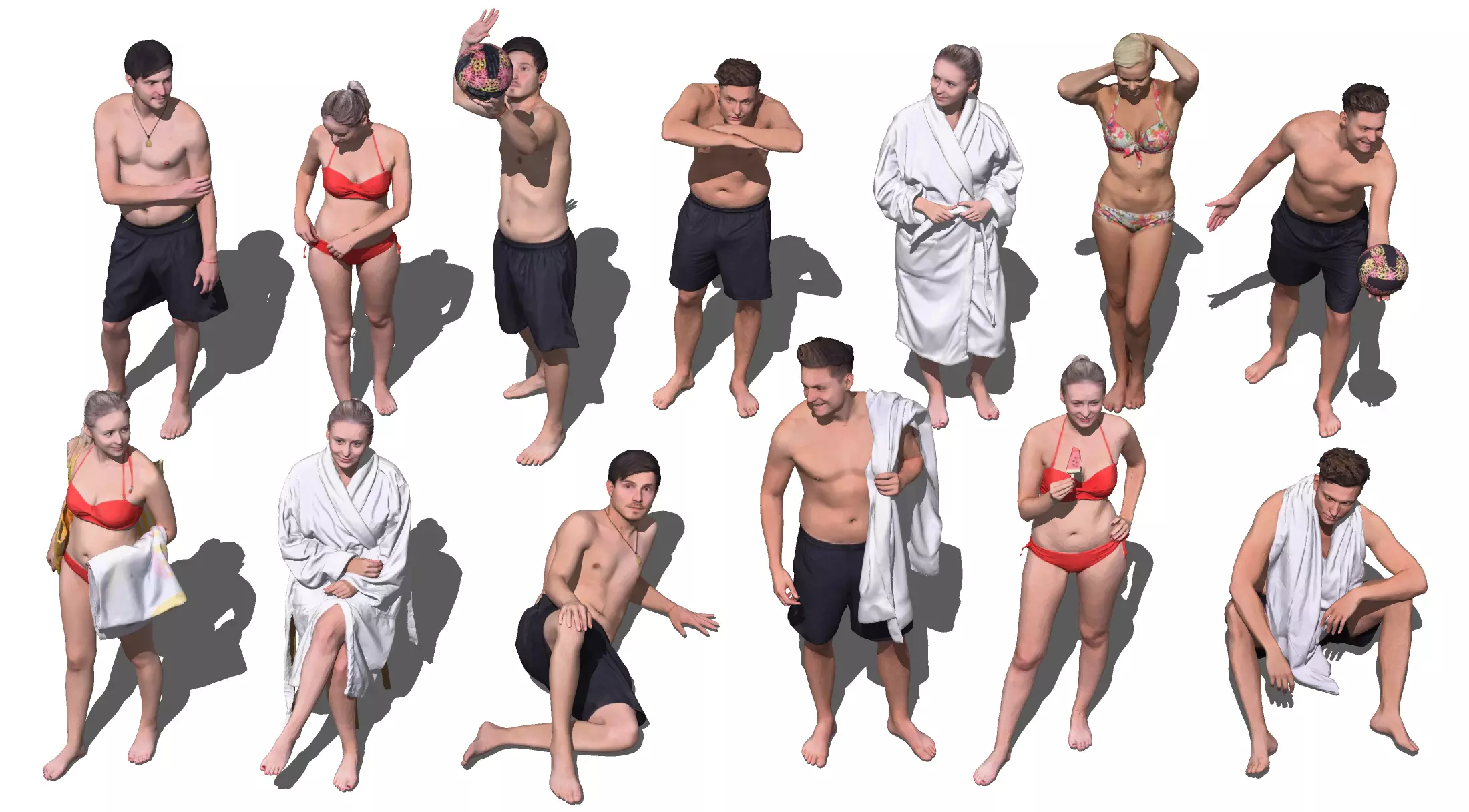 3D beach swimsuit character model 3D model_0