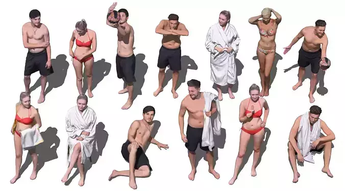 3D beach swimsuit character model