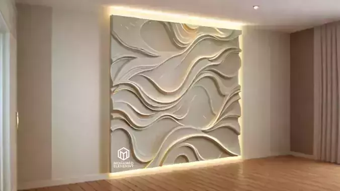 modern panel wall decor set wall relief mural CNC 81 3D model