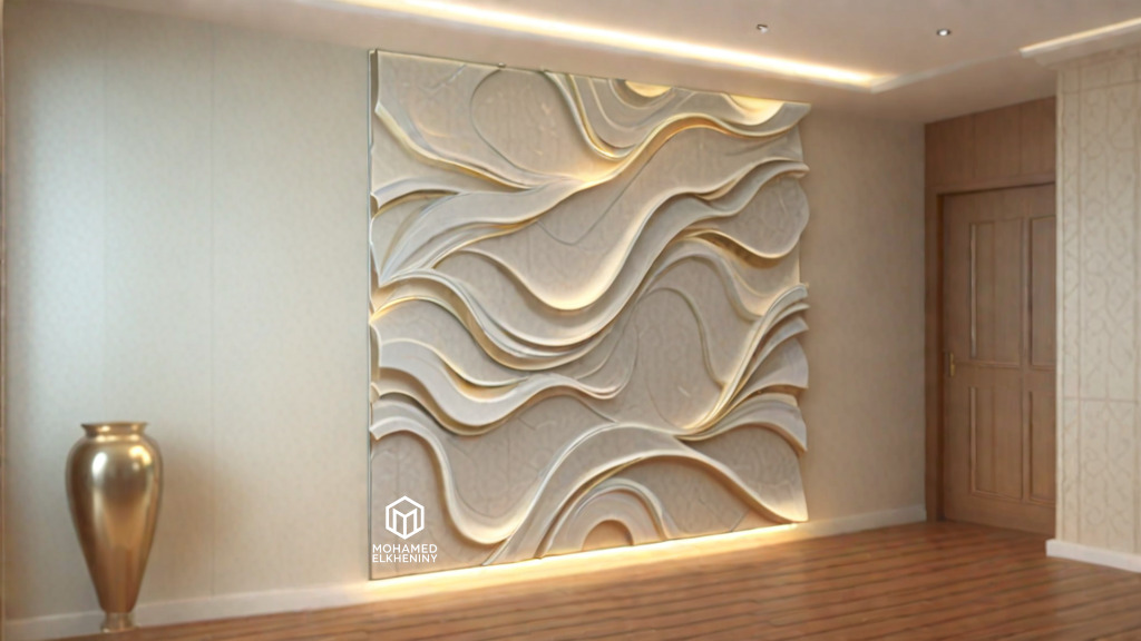 modern panel wall decor set wall relief mural CNC 81 3D model_7