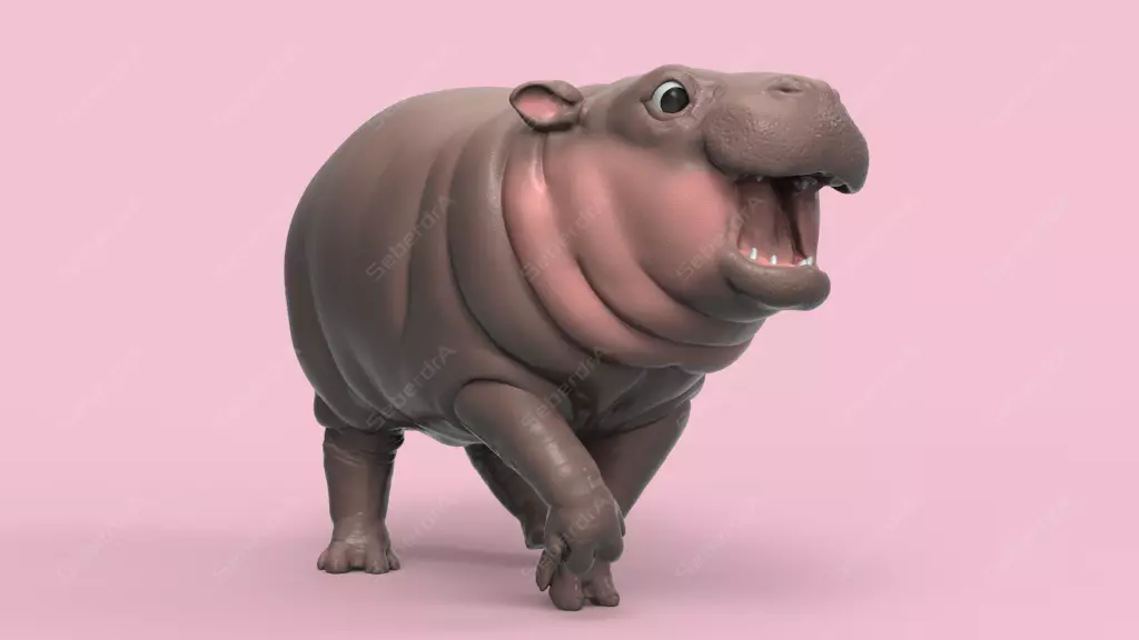 Cute Pygmy Hippo STL for 3Dprint 3D print model_0