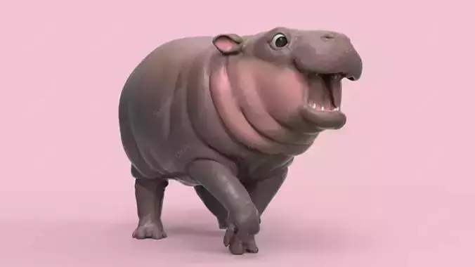 Cute Pygmy Hippo STL for 3Dprint 3D print model