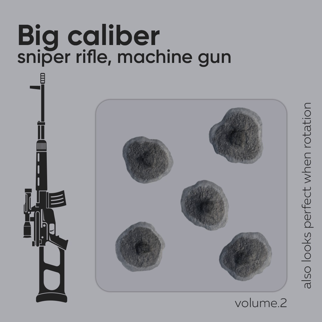 15 Bullet Hole Decals Pack on Concrete Wall 2 Texture_4