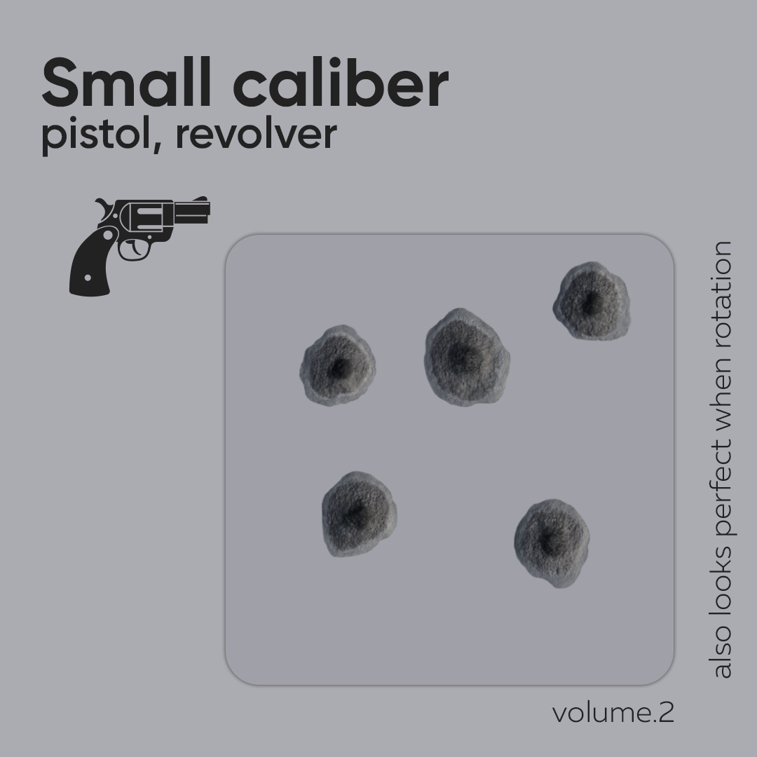 15 Bullet Hole Decals Pack on Concrete Wall 2 Texture_2