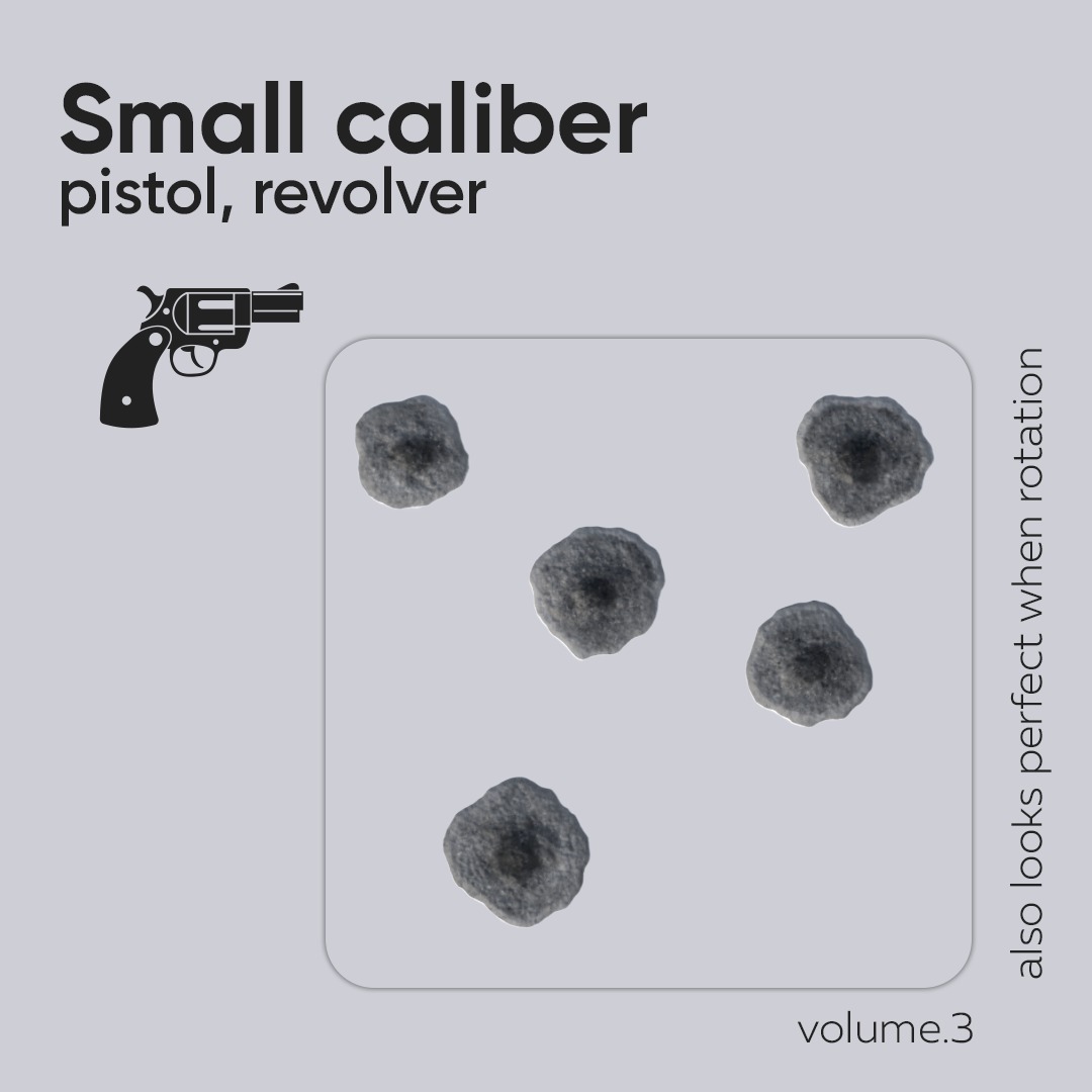 15 Bullet Hole Decals Pack on Concrete Wall 3 Texture_2