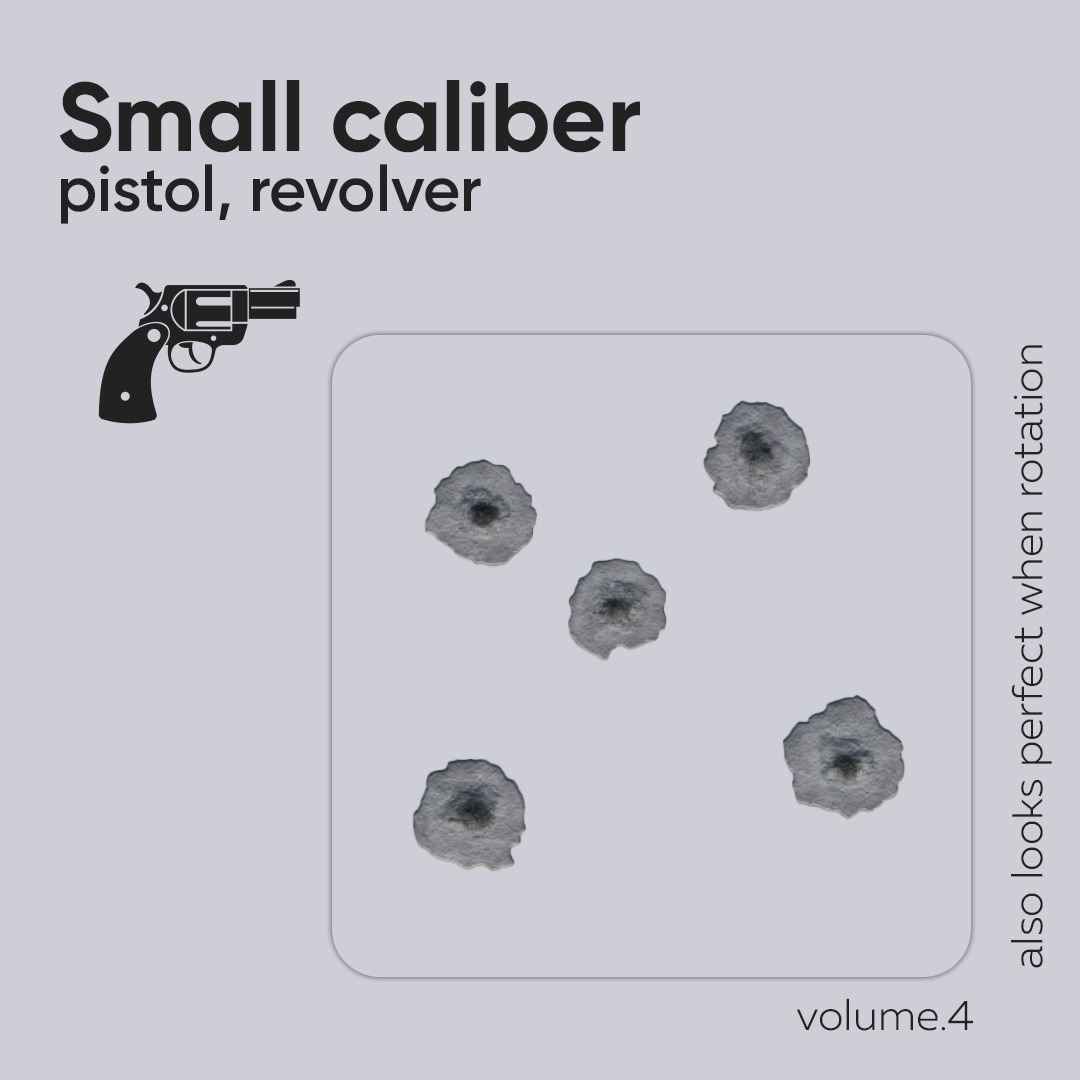 15 Bullet Hole Decals Pack on Concrete Wall 4 Texture_2