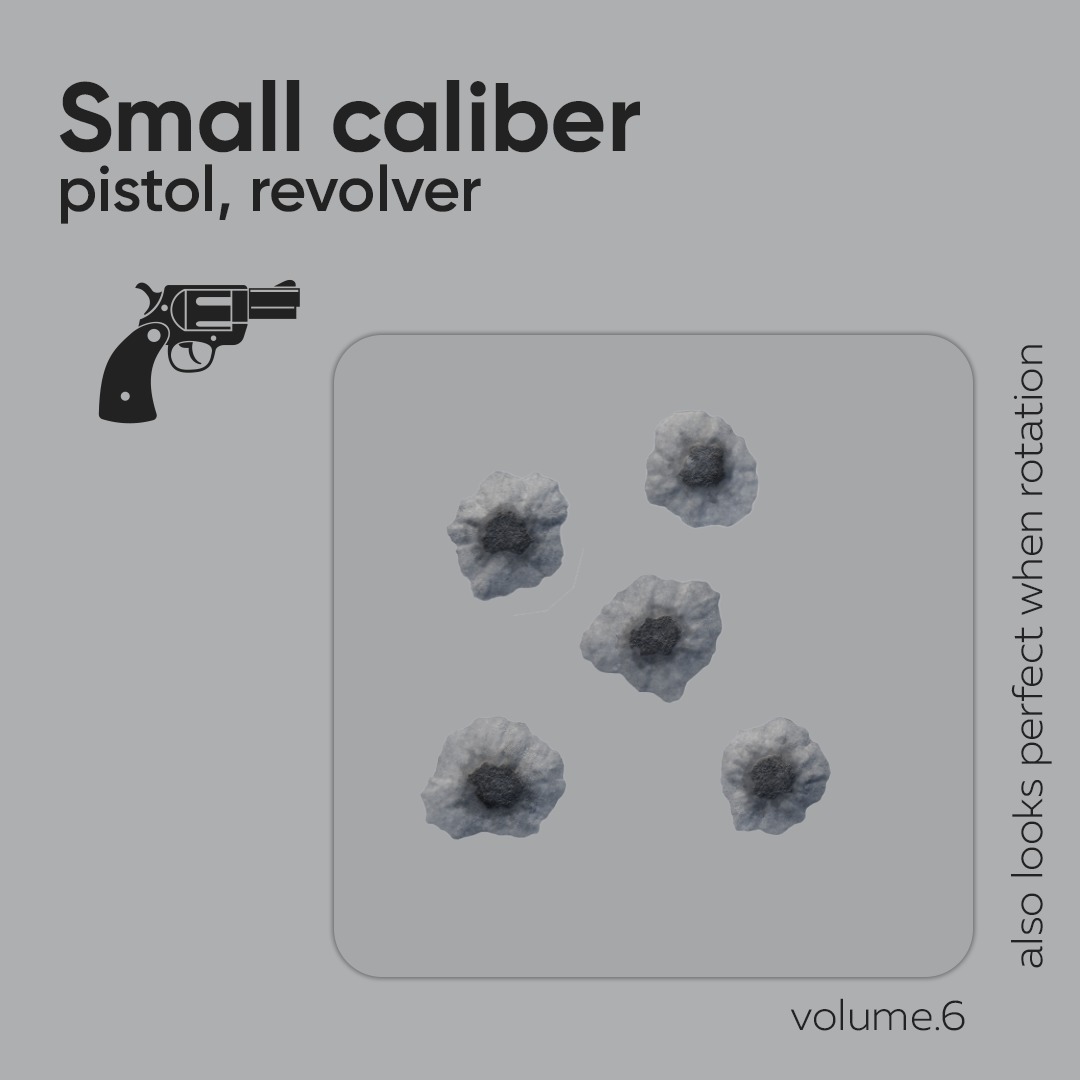 15 Bullet Hole Decals Pack on Concrete Wall 6 Texture_2