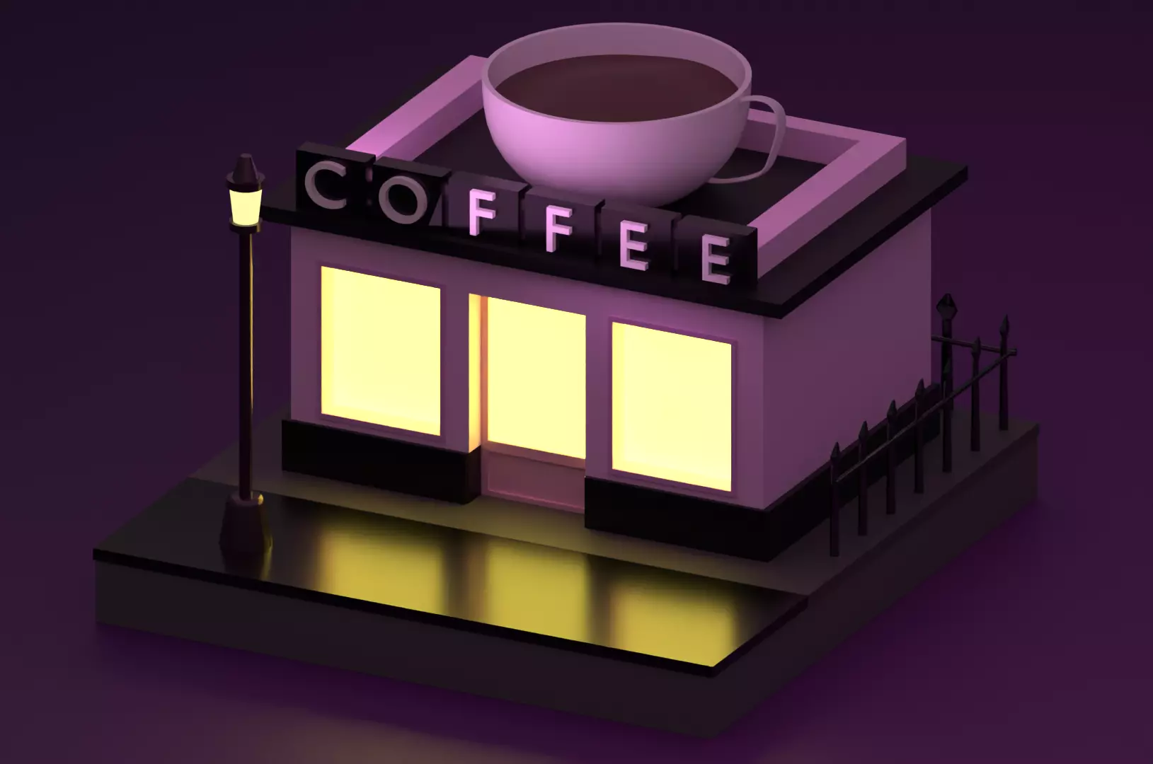 Cafe Coffee Free low-poly 3D model_0
