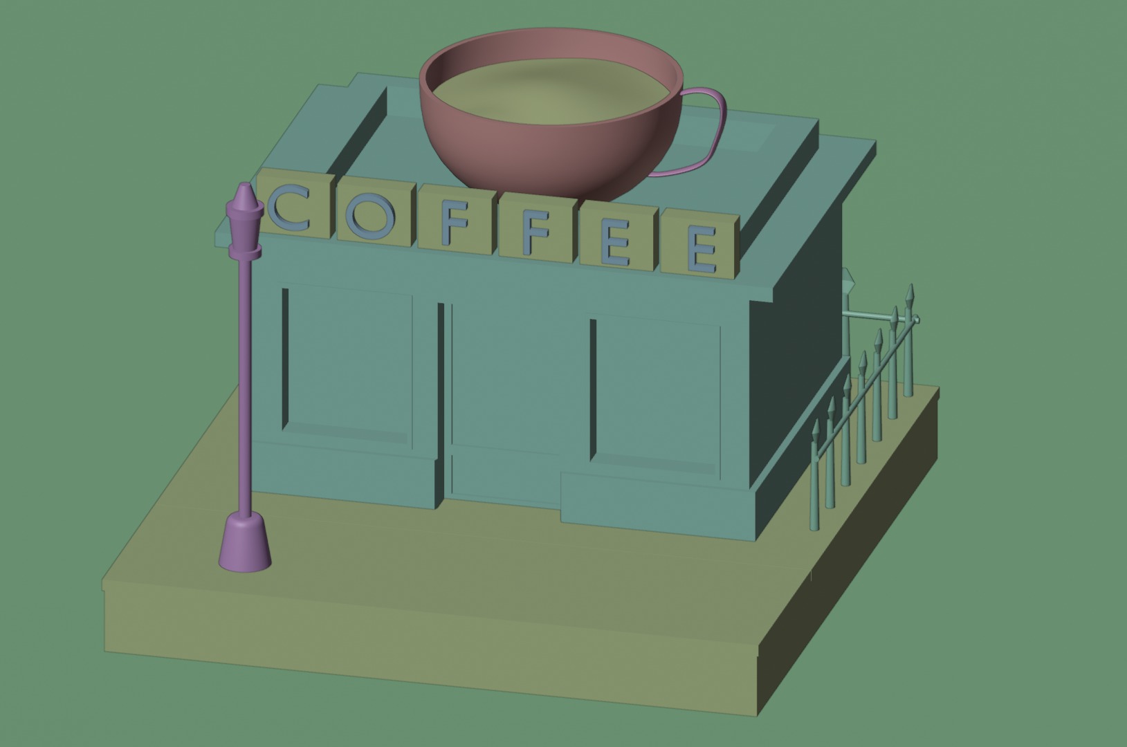 Cafe Coffee Free low-poly 3D model_1