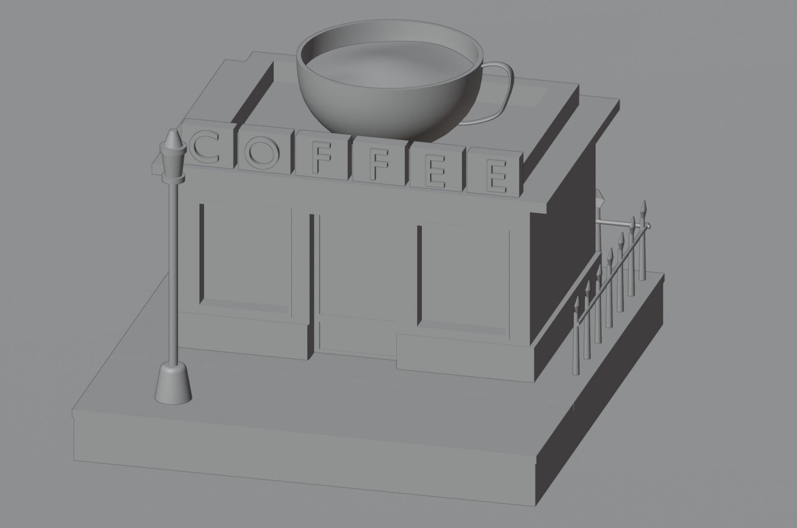 Cafe Coffee Free low-poly 3D model_2