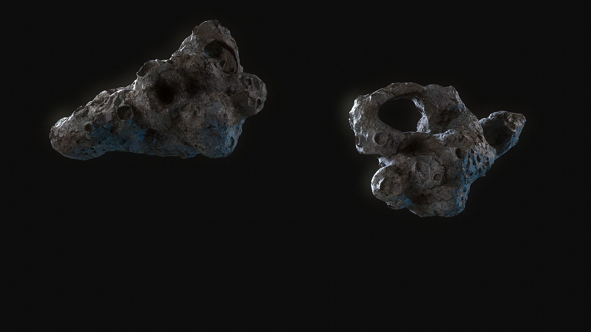 Realistic asteroid 2 Low-poly 3D model_1