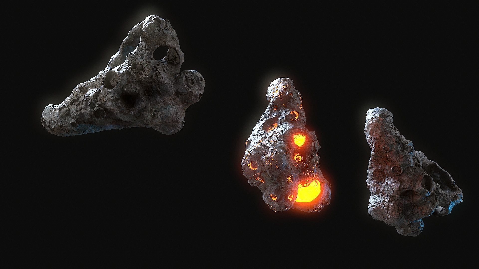 Realistic asteroid 2 Low-poly 3D model_4