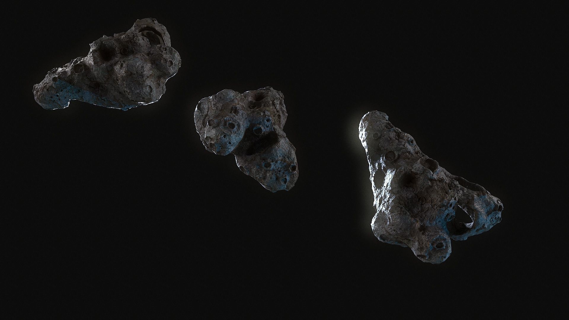 Realistic asteroid 2 Low-poly 3D model_3