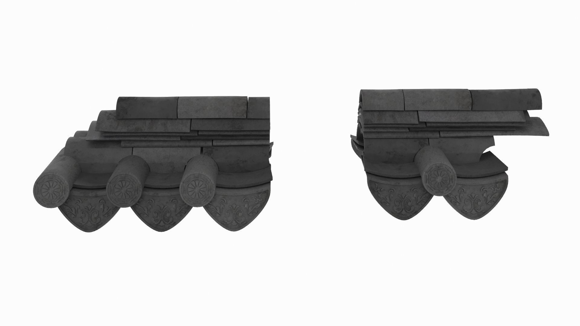 Traditional Korean Style Wall Roof 3D model_3