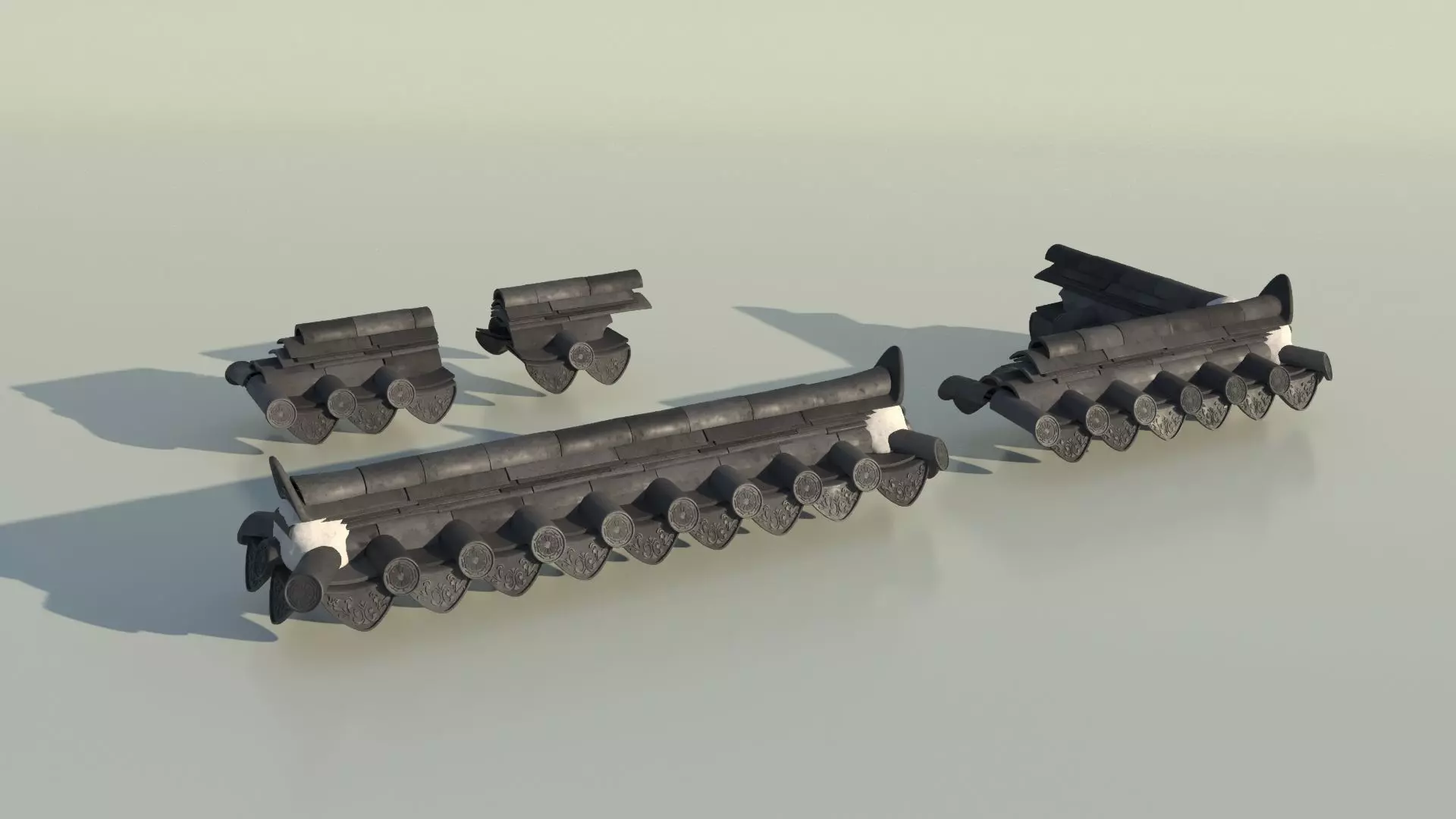 Traditional Korean Style Wall Roof 3D model_0