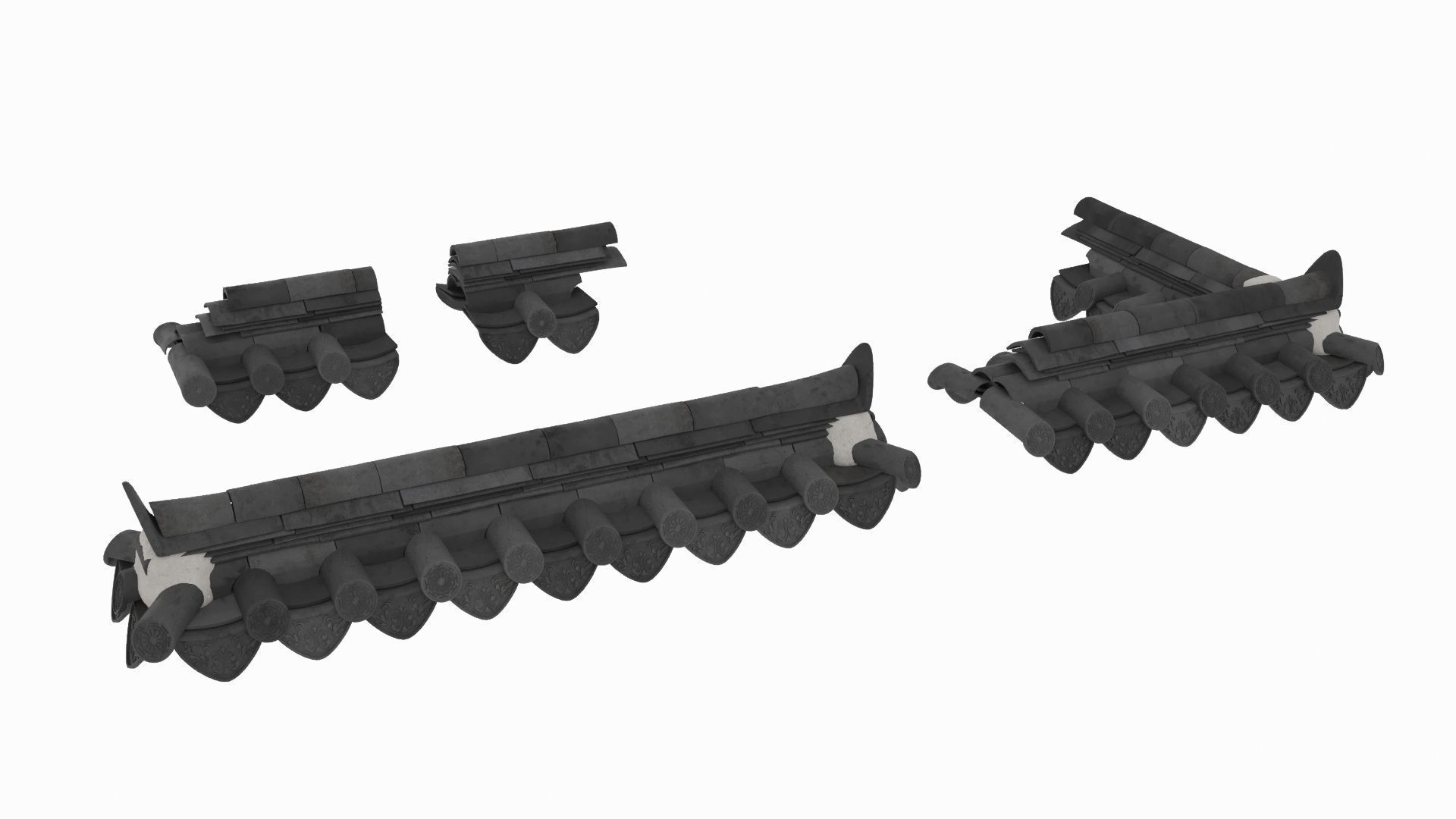 Traditional Korean Style Wall Roof 3D model_6