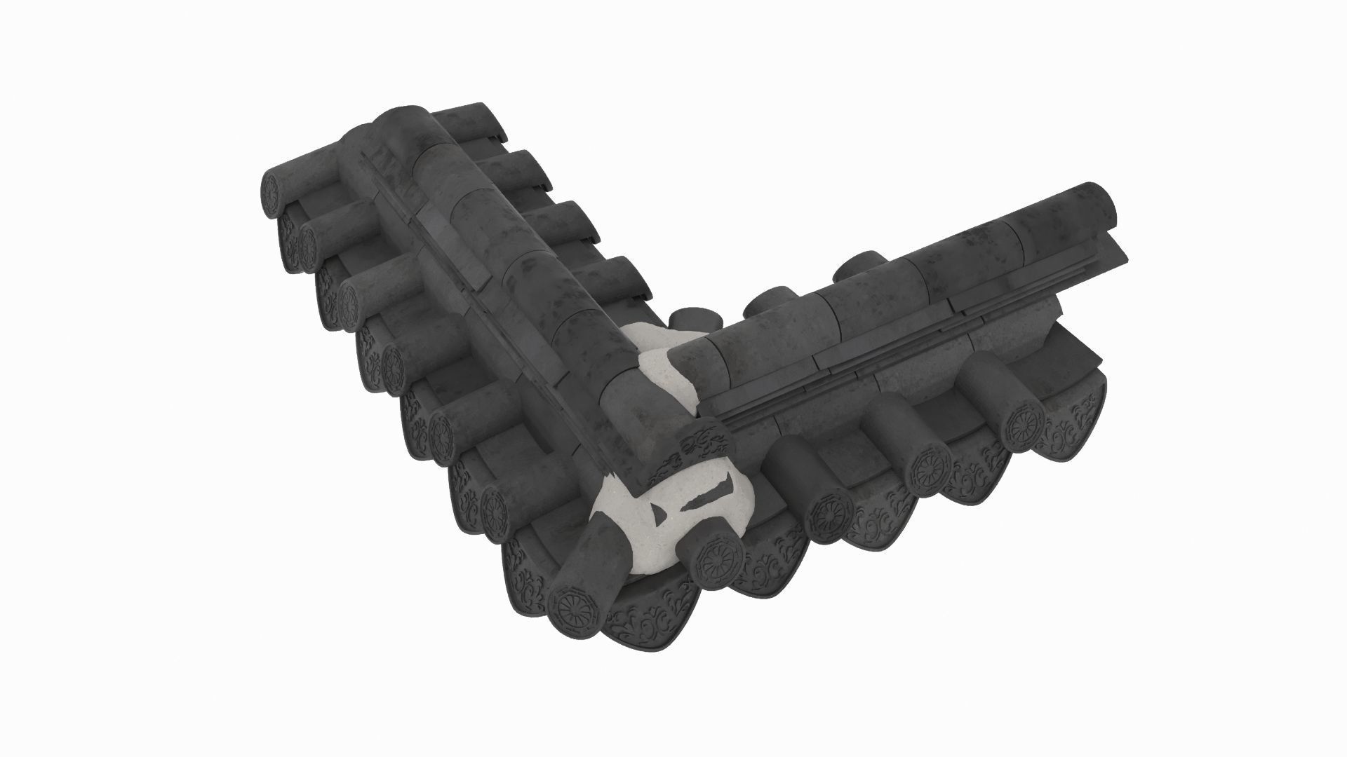 Traditional Korean Style Wall Roof 3D model_4