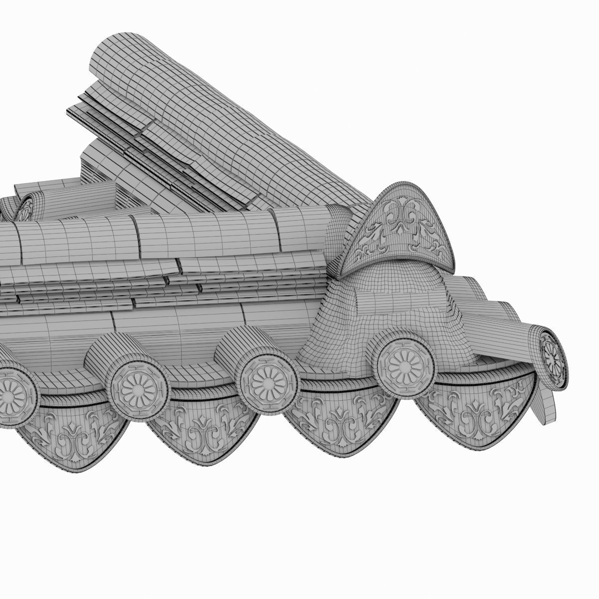 Traditional Korean Style Wall Roof 3D model_8