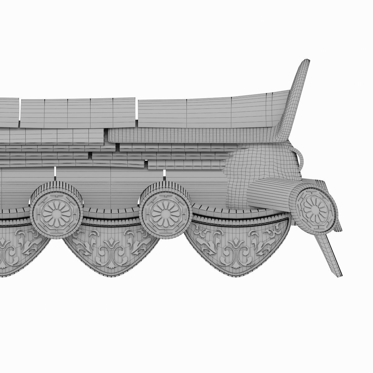 Traditional Korean Style Wall Roof 3D model_7