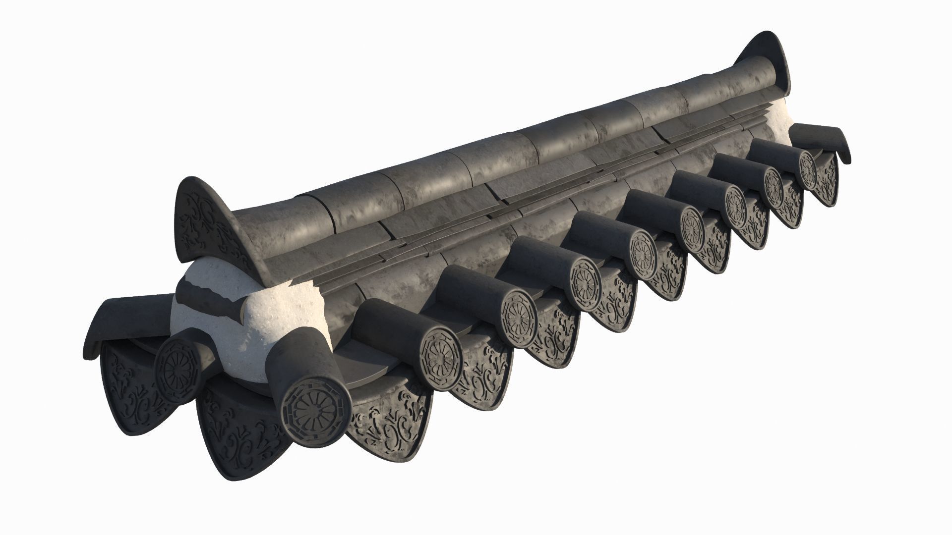 Traditional Korean Style Wall Roof 3D model_1