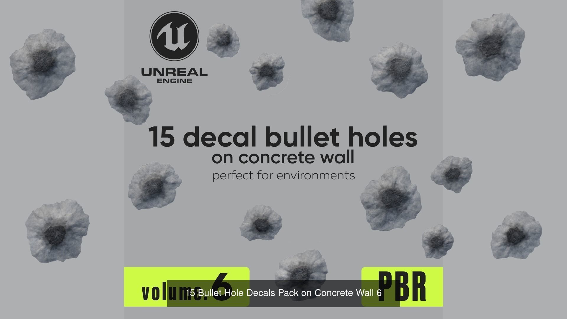 120 Bullet Hole Decals Pack on Concrete Wall Texture_14
