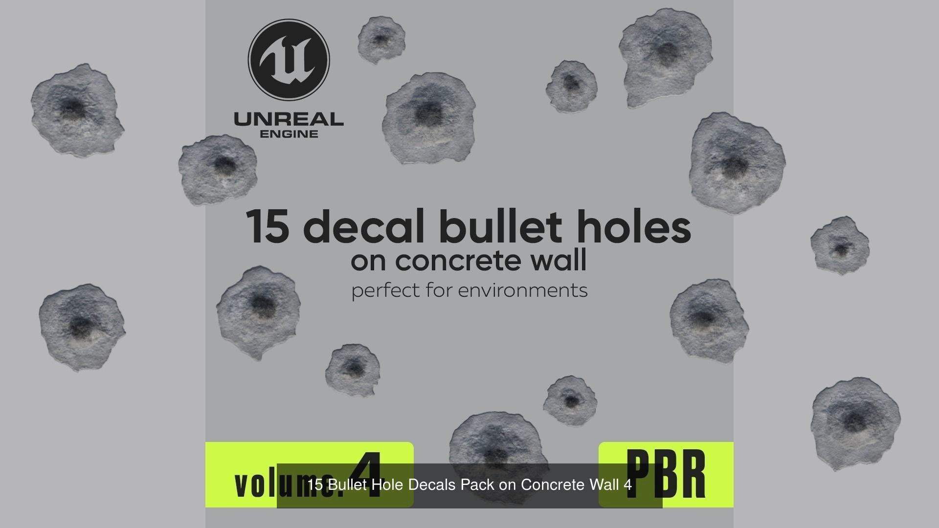 120 Bullet Hole Decals Pack on Concrete Wall Texture_12
