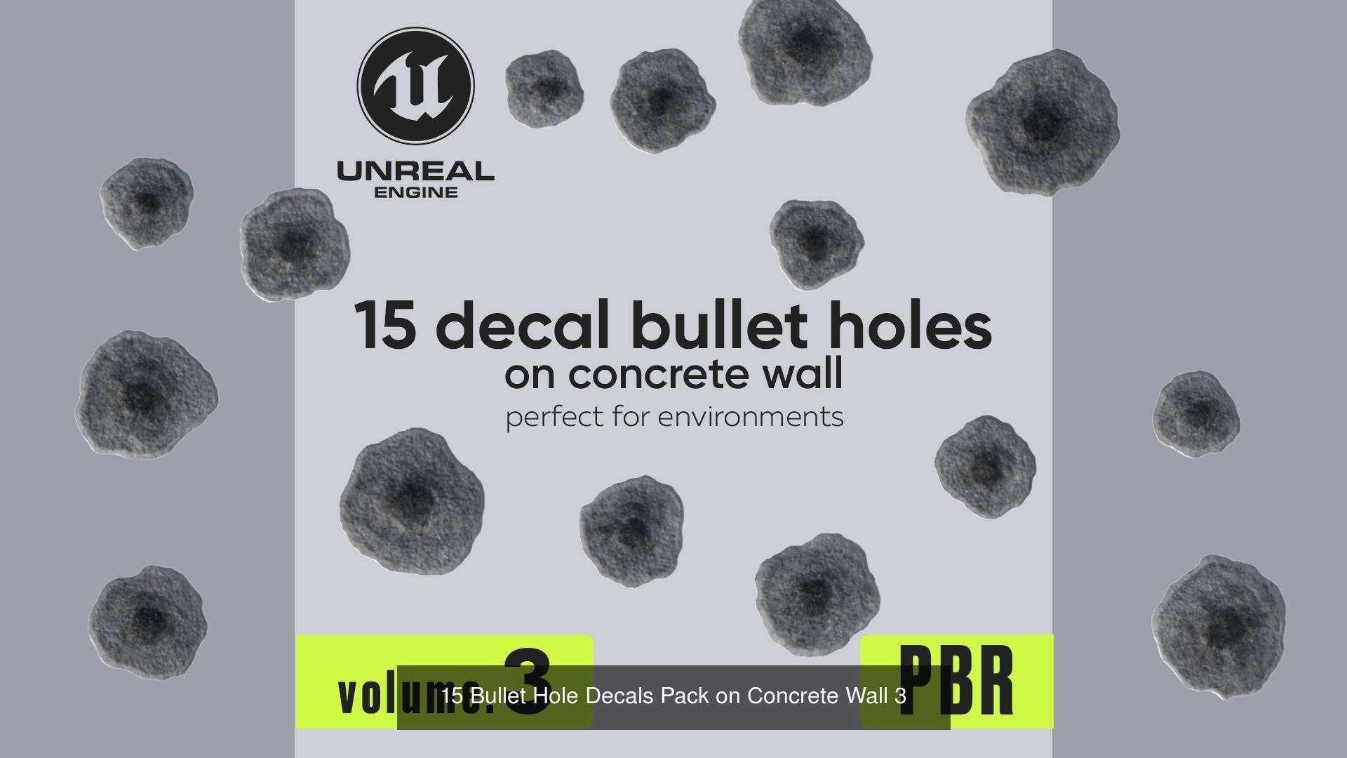 120 Bullet Hole Decals Pack on Concrete Wall Texture_11