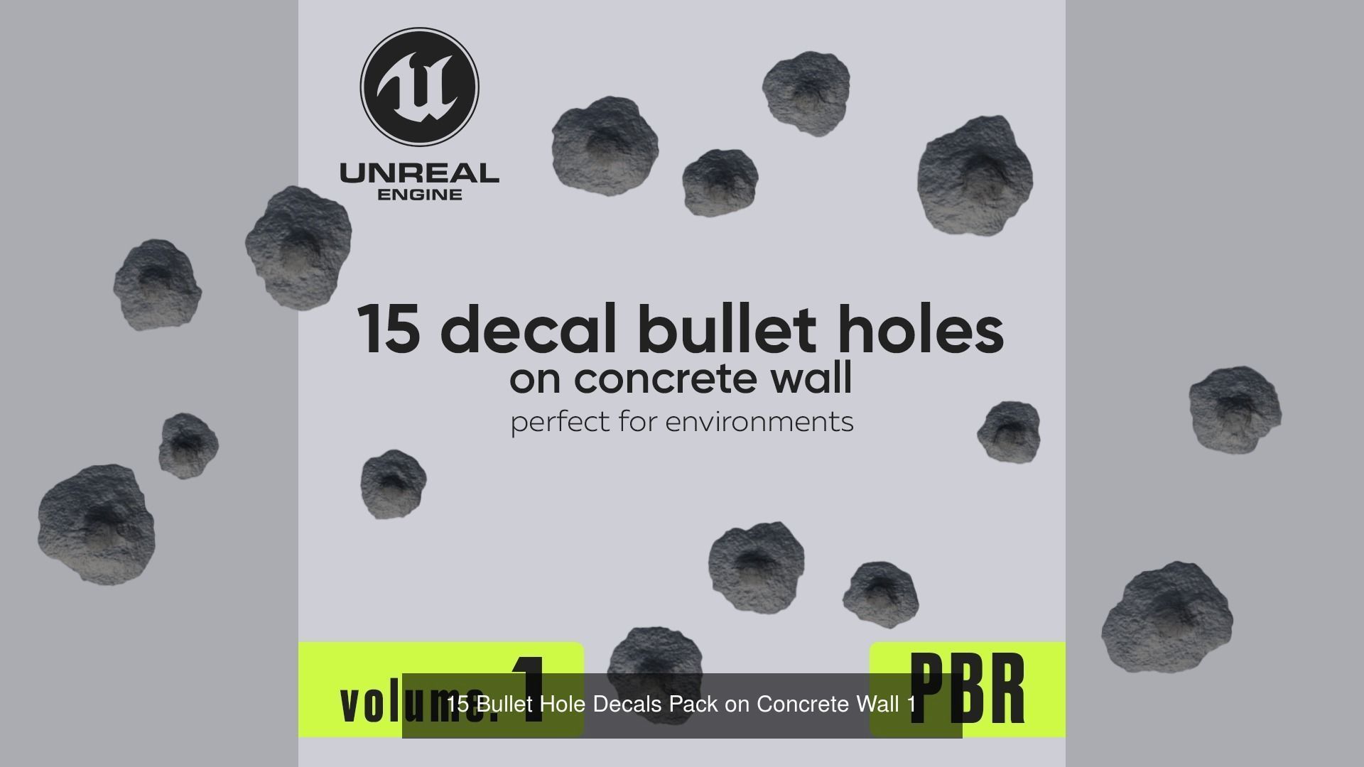 120 Bullet Hole Decals Pack on Concrete Wall Texture_9