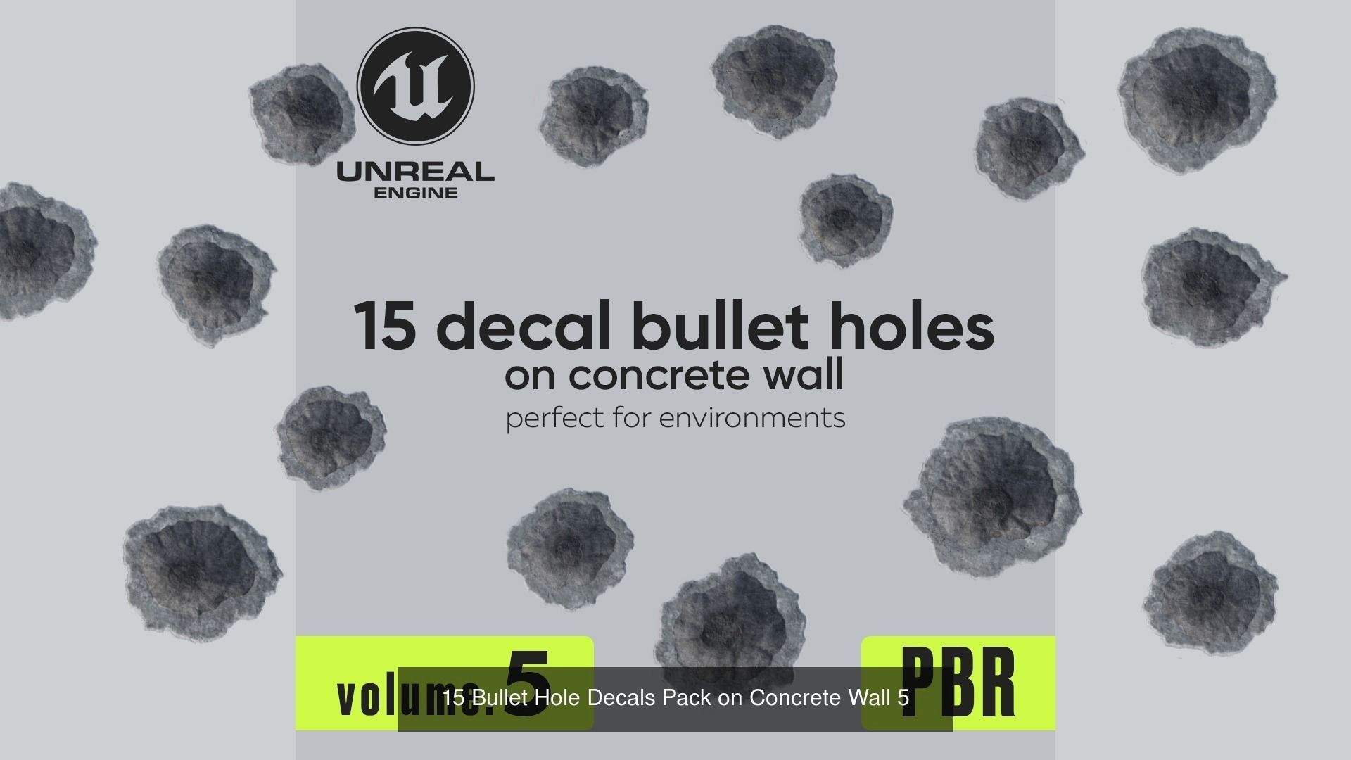 120 Bullet Hole Decals Pack on Concrete Wall Texture_13