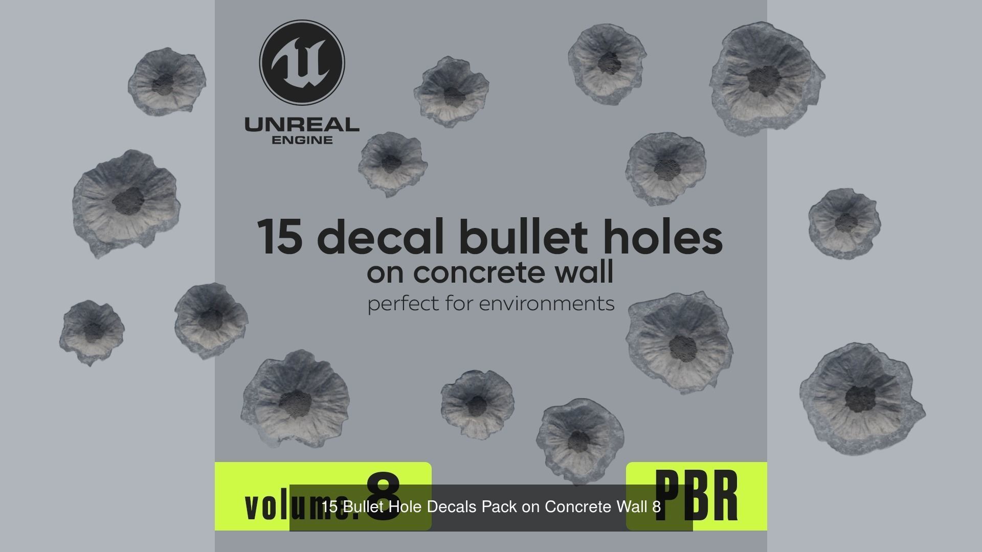 120 Bullet Hole Decals Pack on Concrete Wall Texture_16