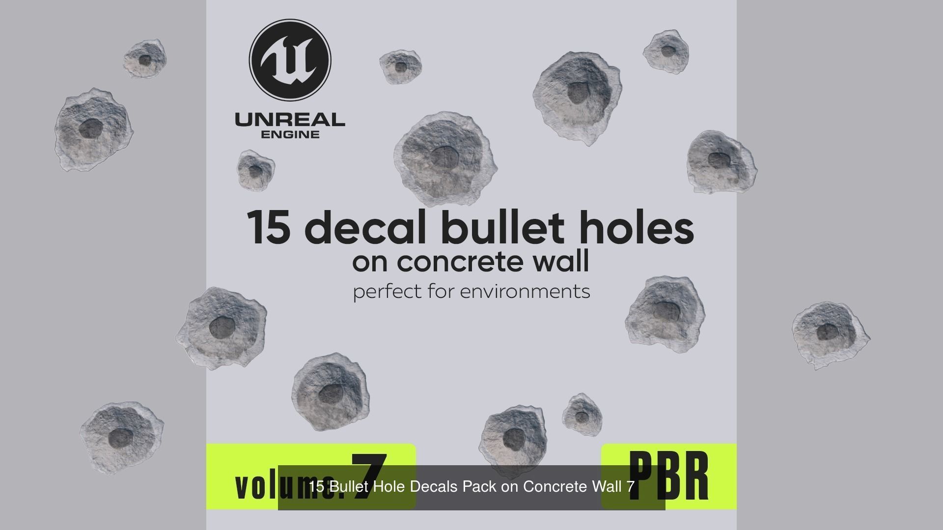 120 Bullet Hole Decals Pack on Concrete Wall Texture_15