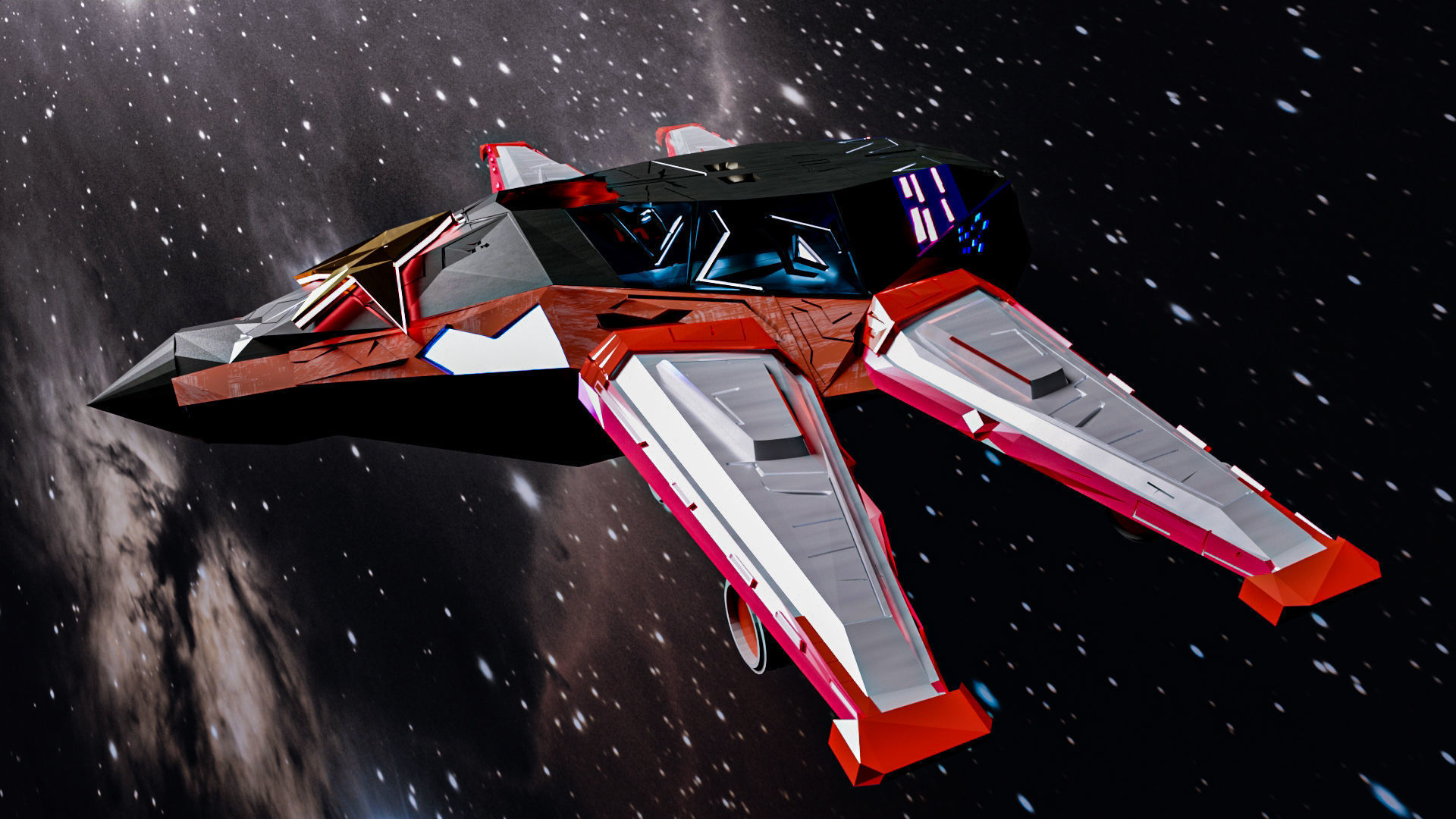 The Spaceship Exterior Low-poly 3D model_1