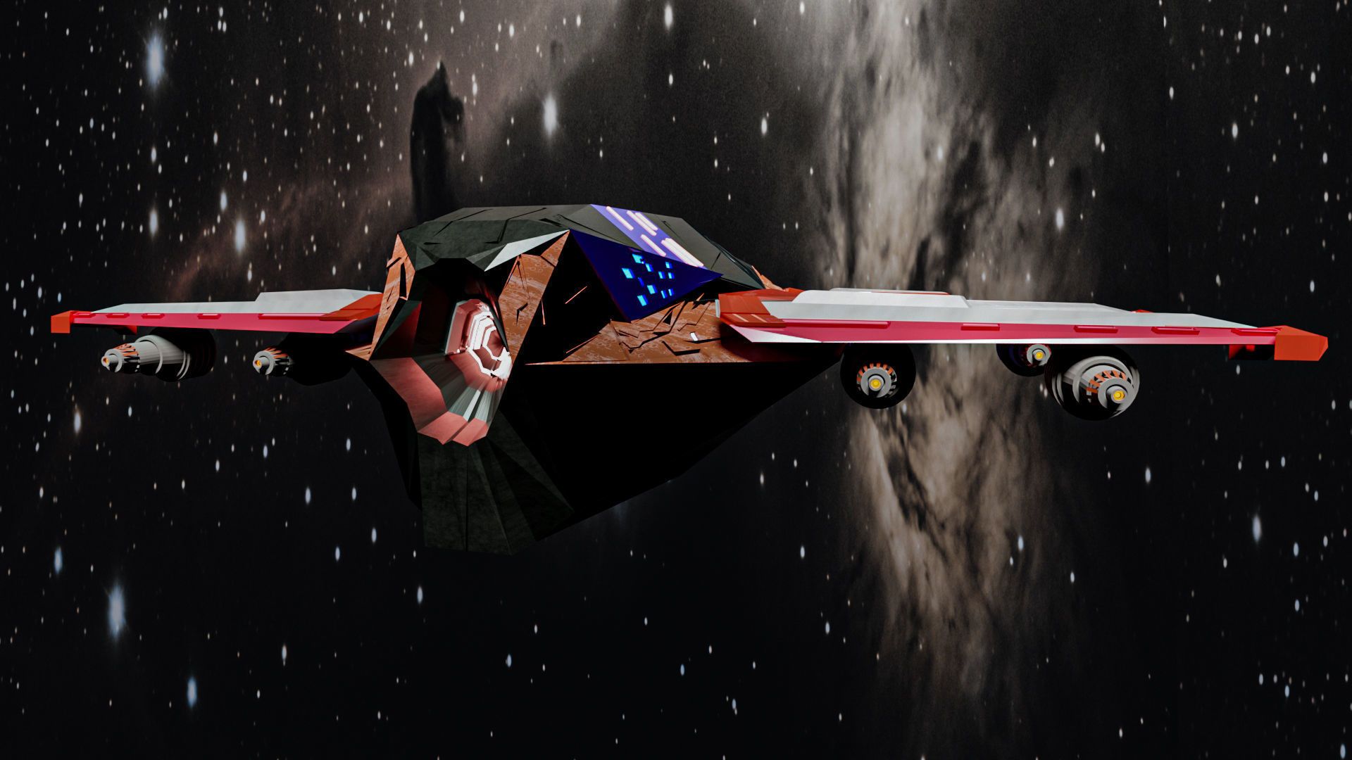 The Spaceship Exterior Low-poly 3D model_3